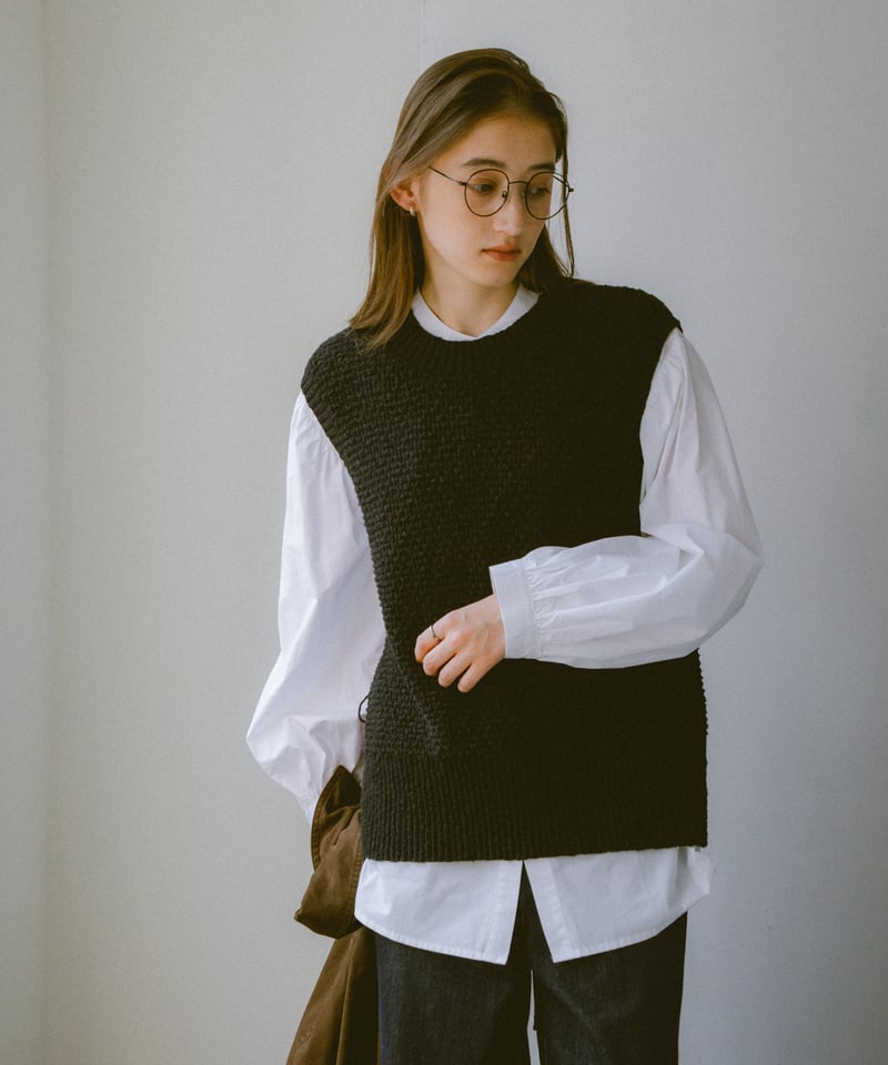 back open knit vest/2color | F A S H I R U