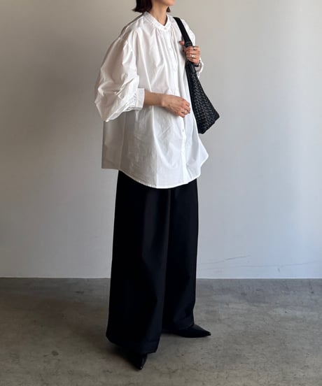 stand collar volume sleeve blouse/2color