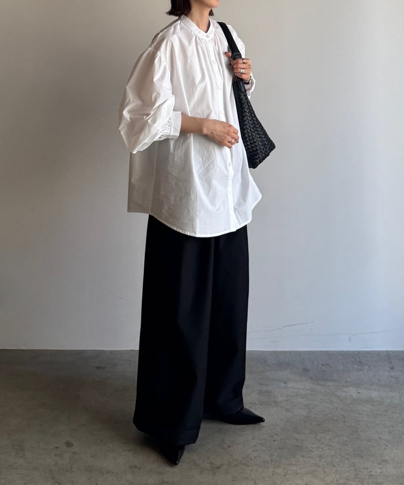 stand collar volume sleeve blouse/2color | F A