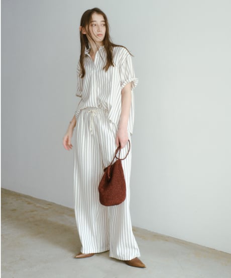【setup対応】soft stripe short sleeve shirt / soft stripe easy pants /2color