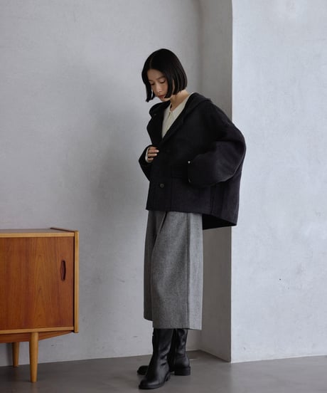 hoodie wool short coat