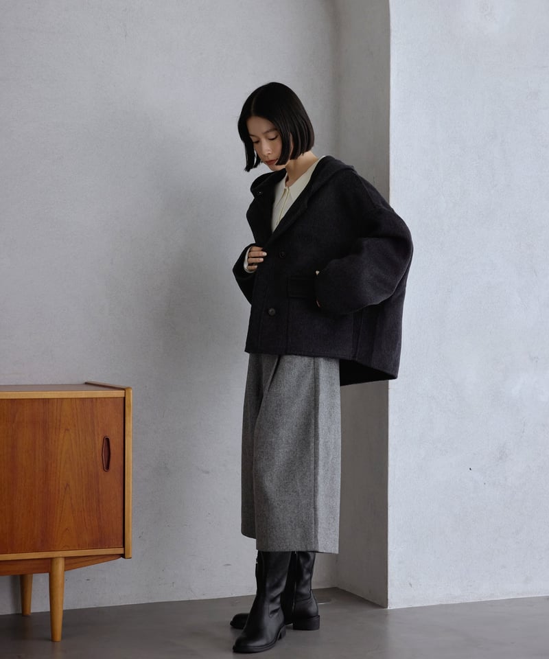 hoodie wool short coat | F A S H I R U