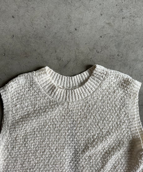 back open knit vest/2color
