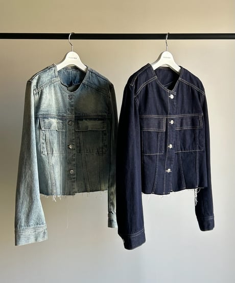 【FINE】frayed edge denim jaket/2color