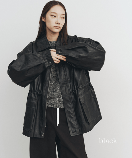【FINE】synthetic leather jacket/3color ＜送料無料＞