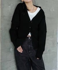 curved form V neck cardigan/3color