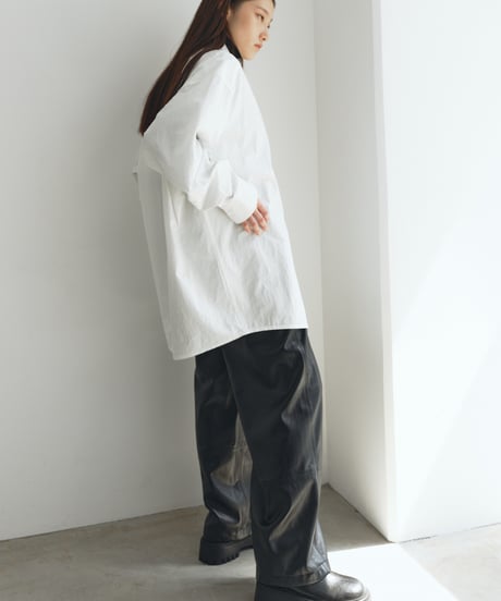 【FINE】synthetic leather wide pants /2size/2color