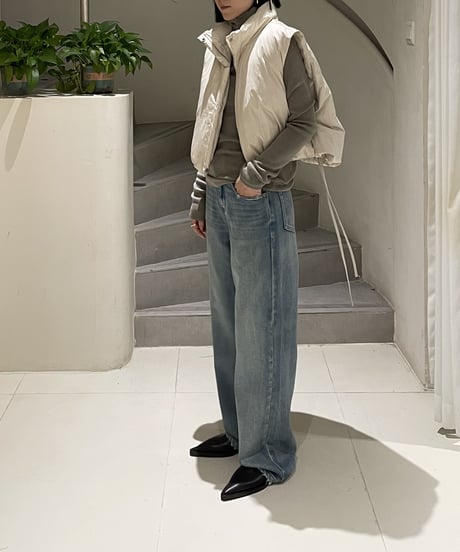 straight denim pants/2color