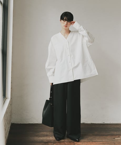 cotton v neck blouse/3color