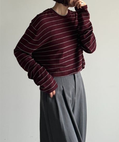 wool blend multi border tops/3color