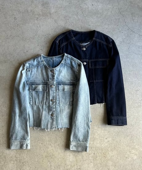 【FINE】frayed edge denim jaket/2color