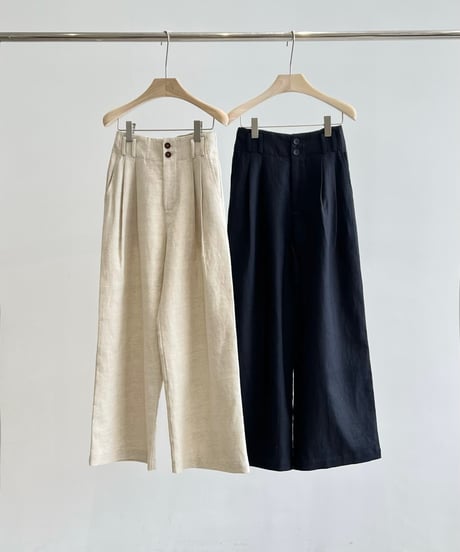【FINE】linen wide tuck pants/2size