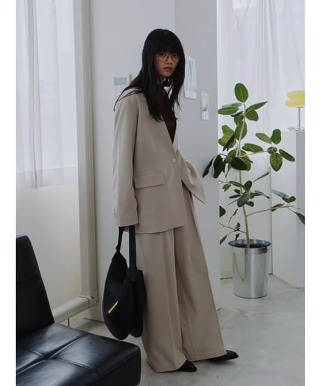 collarless jacket / 2color（セットアップ対応）