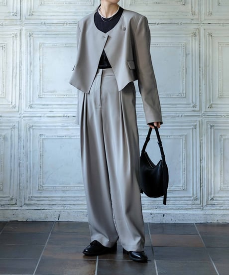 collarless jacket set up/3color/2size