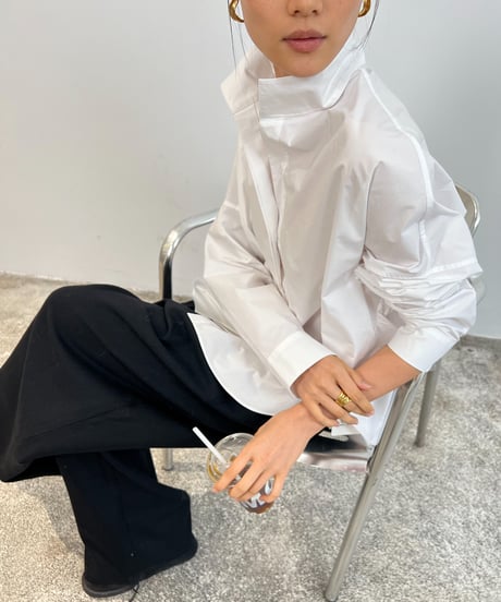 【FINE】stand collar minimal shirt / 2color
