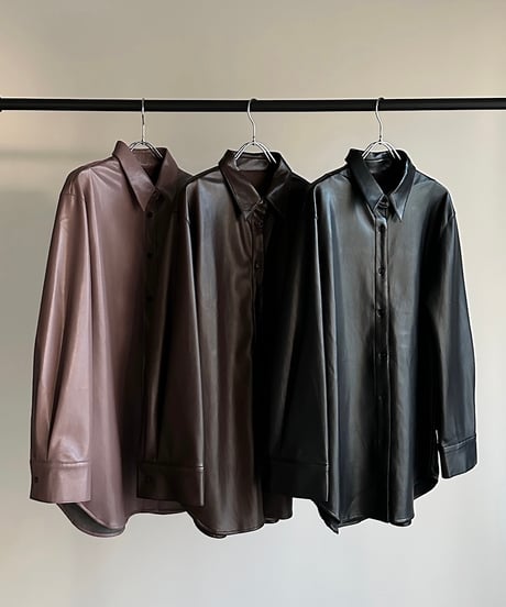 【FINE】fake leather shirts/3color