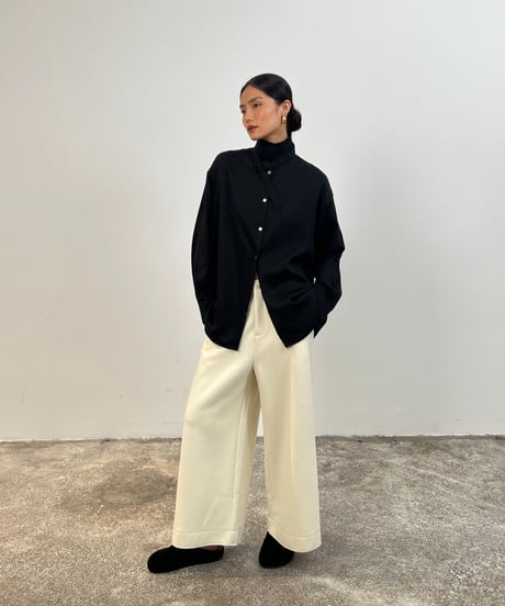 【FINE】wrap stand collar shirt / 2color
