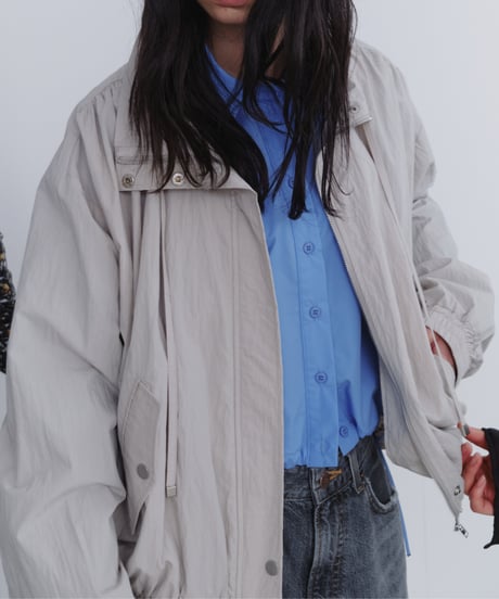 drawstring collar blouson / 2color