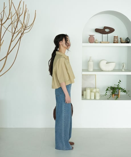cropped square shirt/3color