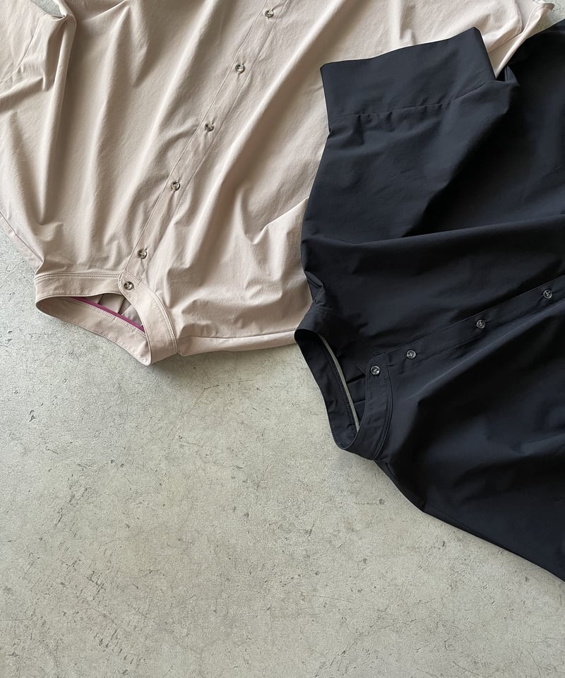FASHIRU バンドカラーシャツ ベージュ band collar shirt （UV/feeling cold/waterproof）/