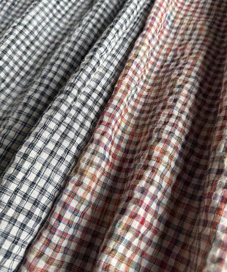 linen cotton check easy pants/2color