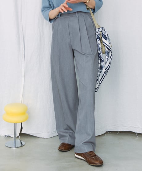 adjustable waist tuck slacks / 2color / 3size