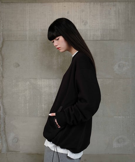 design sweat drawstring pullover/2color