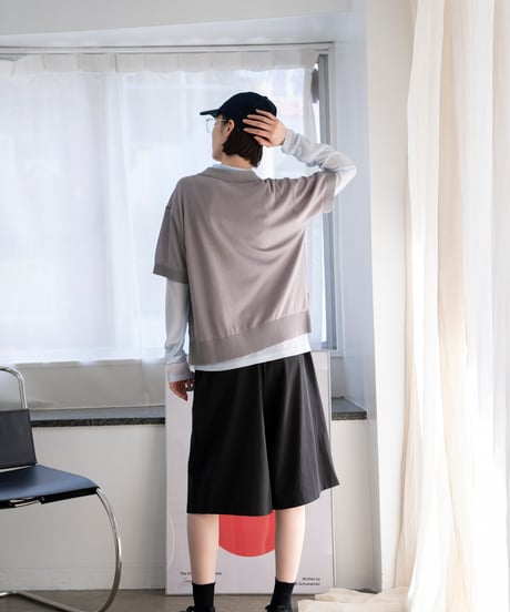 sheer polo knit shirt (long sleeve)