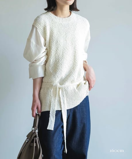 back open knit vest/2color