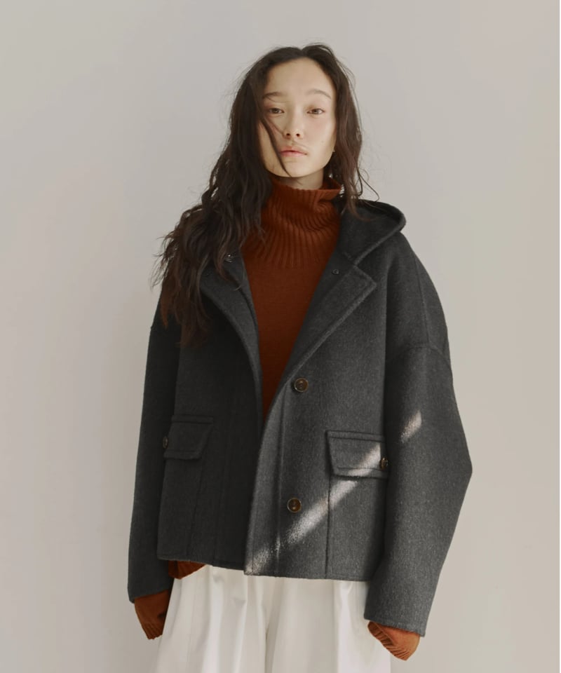 hoodie wool short coat | F A S H I R U