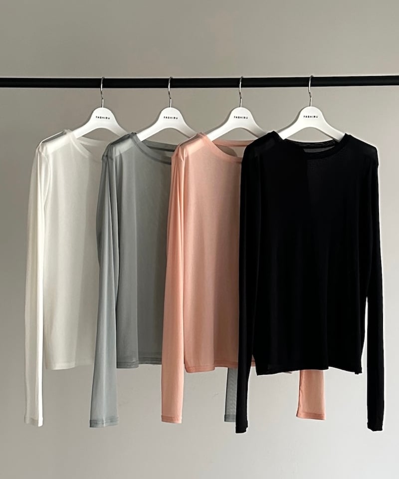 fashiru drawst pullover ホワイト power net sheer pullover/4color | F A S H I R U