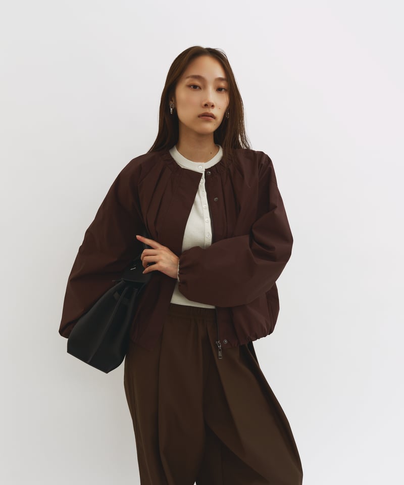 ノーカラーブルゾン　かなた sama VERMEIL par iena コート アウター 「追加」ノーカラーギャザー