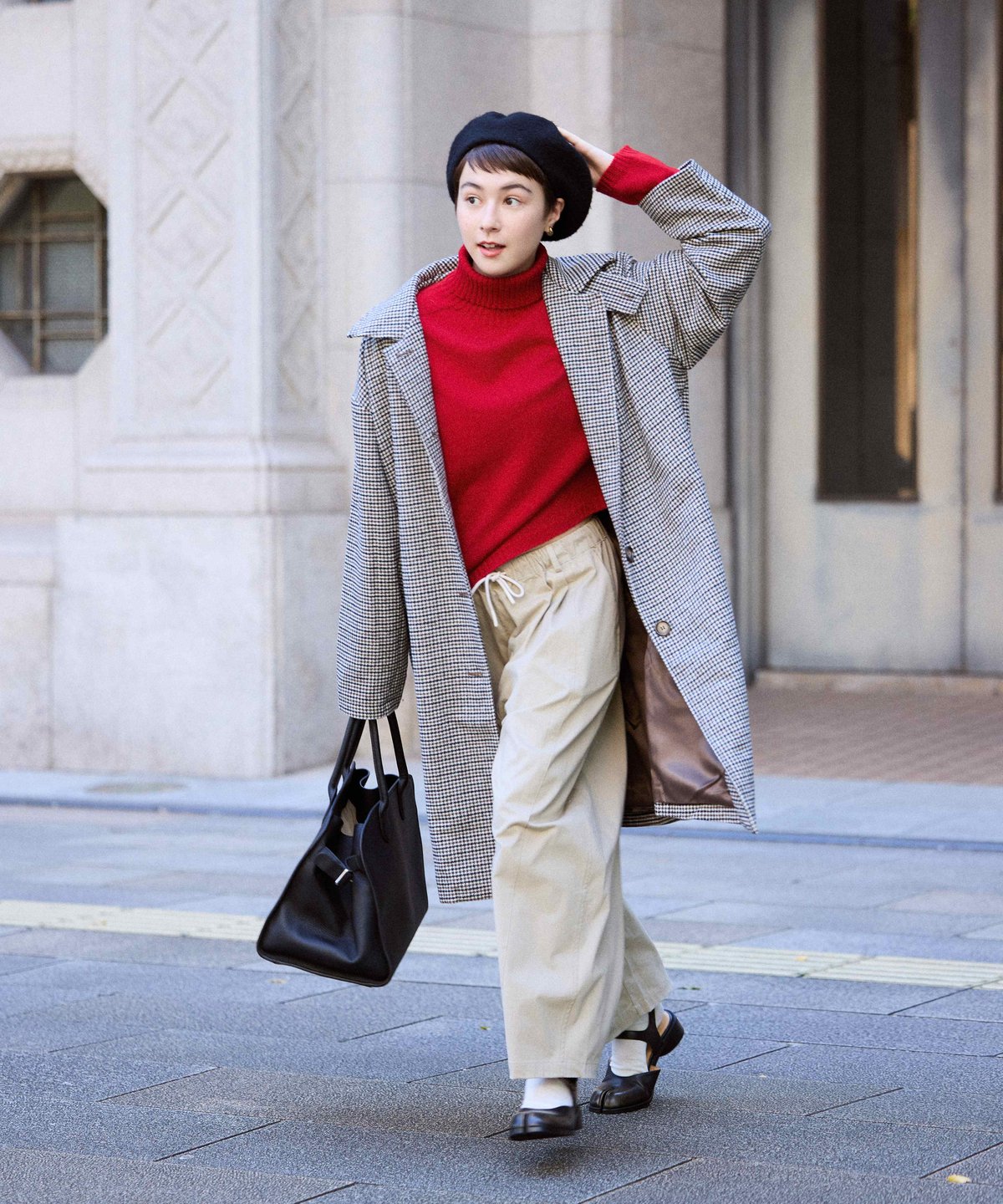 wool mix soutien collar plaid coat | F A S H I R U
