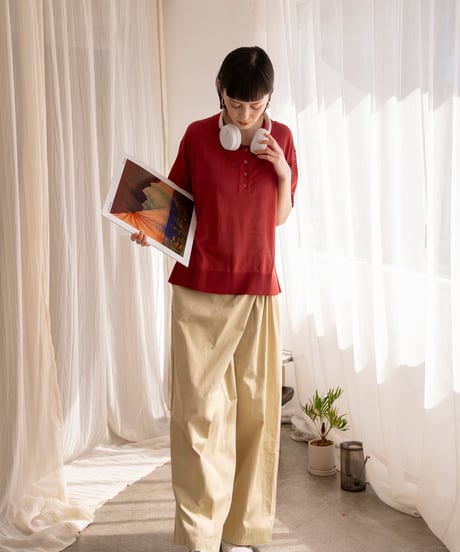 sheer polo knit shirt (short sleeve)