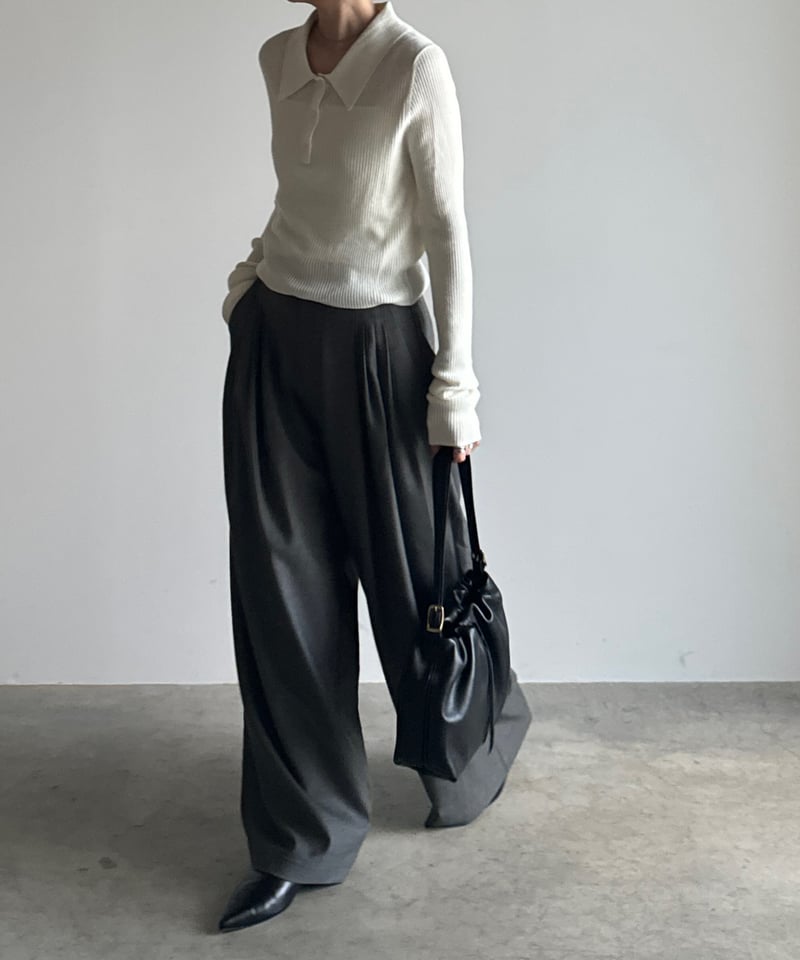 FASHIRU wool blend polo knit sweater 黒 wool blend polo knit sweater/3color | F A S H I