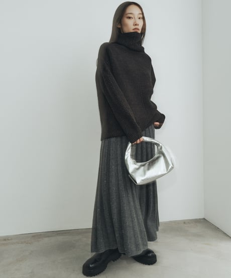 【FINE】wool wide rib knit skirt/2color
