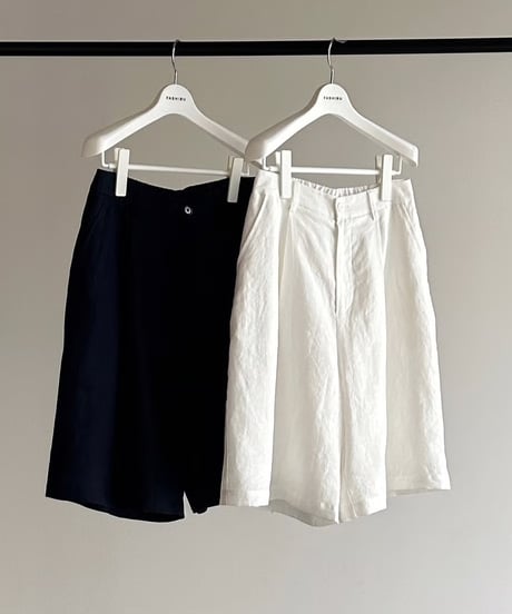 【setup対応】relaxed open linen shirt / linen tuck shorts /2color