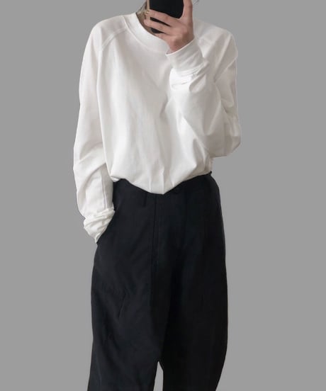 raglan sleeve cotton long cut sew/3color