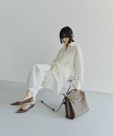 【FINE】wrap side soft linen shirt/2color