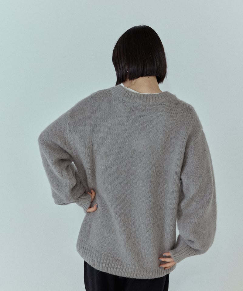 V neck mohair blend mixed color knit/4color | F