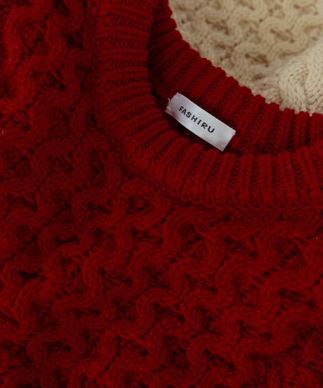 wool blend aran knit/5color