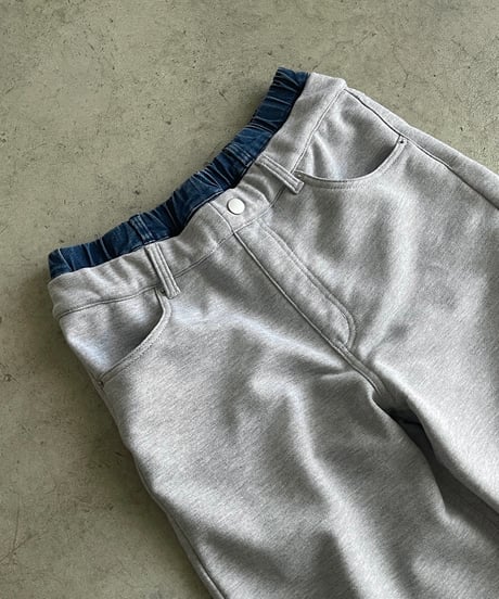 denim layered jogger pants/2color/2size