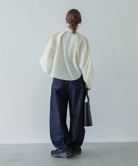 collarless volume sleeve blouse/2color