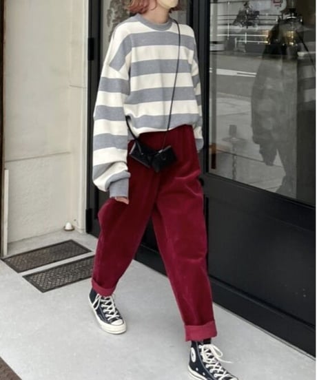 wide border pullover/2color