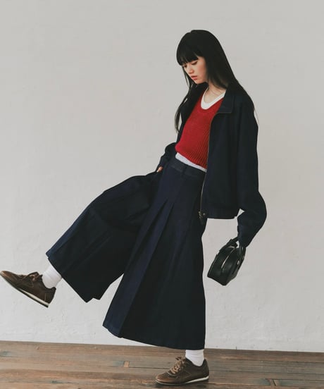 pleated denim flare pants/3size＜setup 対応＞