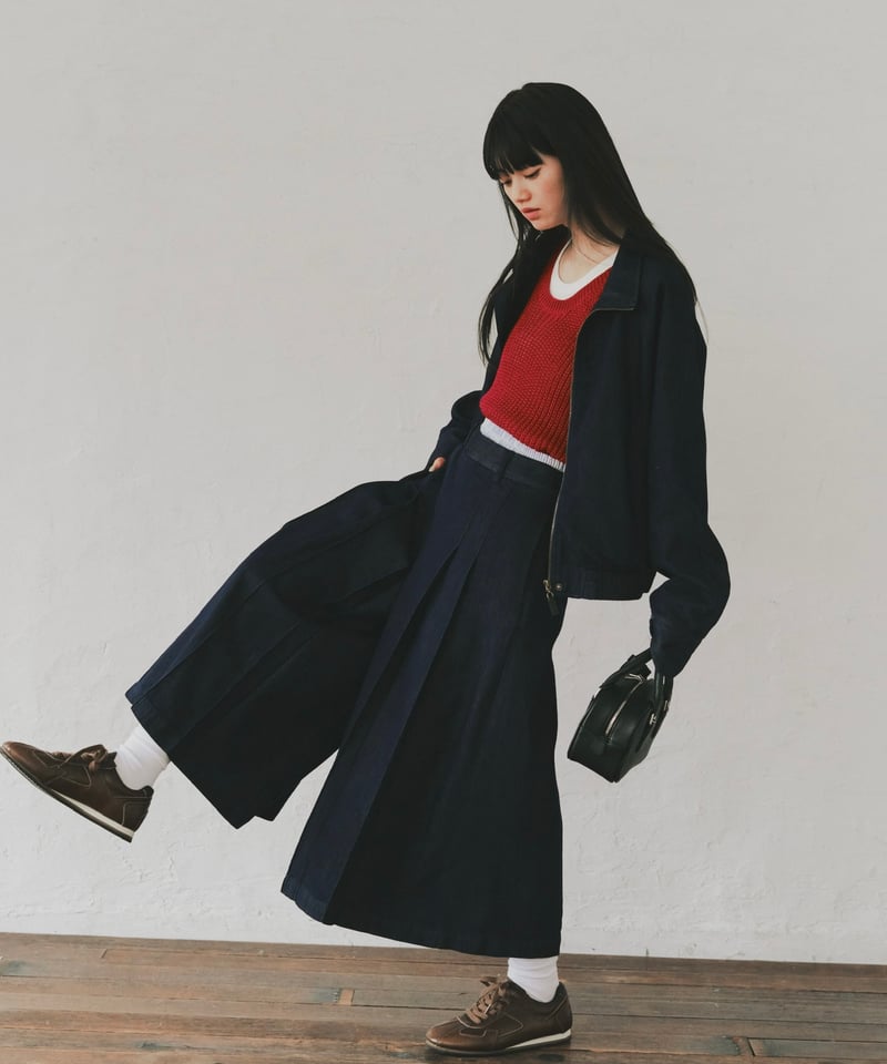 ファシルpleated denim fpants setup 対応フレアパンツ ファシルpleated denim fpants setup 対応フレアパンツ