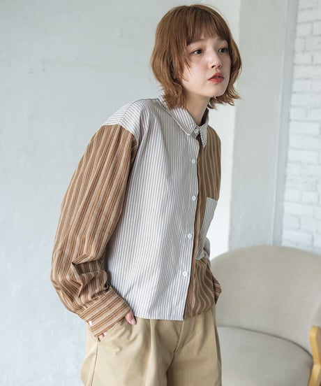 cropped design shirt/3color