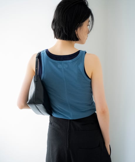 layered henley neck tank top