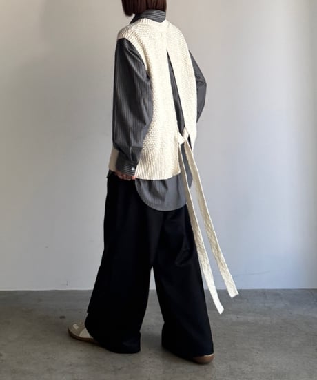 back open knit vest/2color