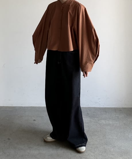 collarless volume sleeve blouse/2color